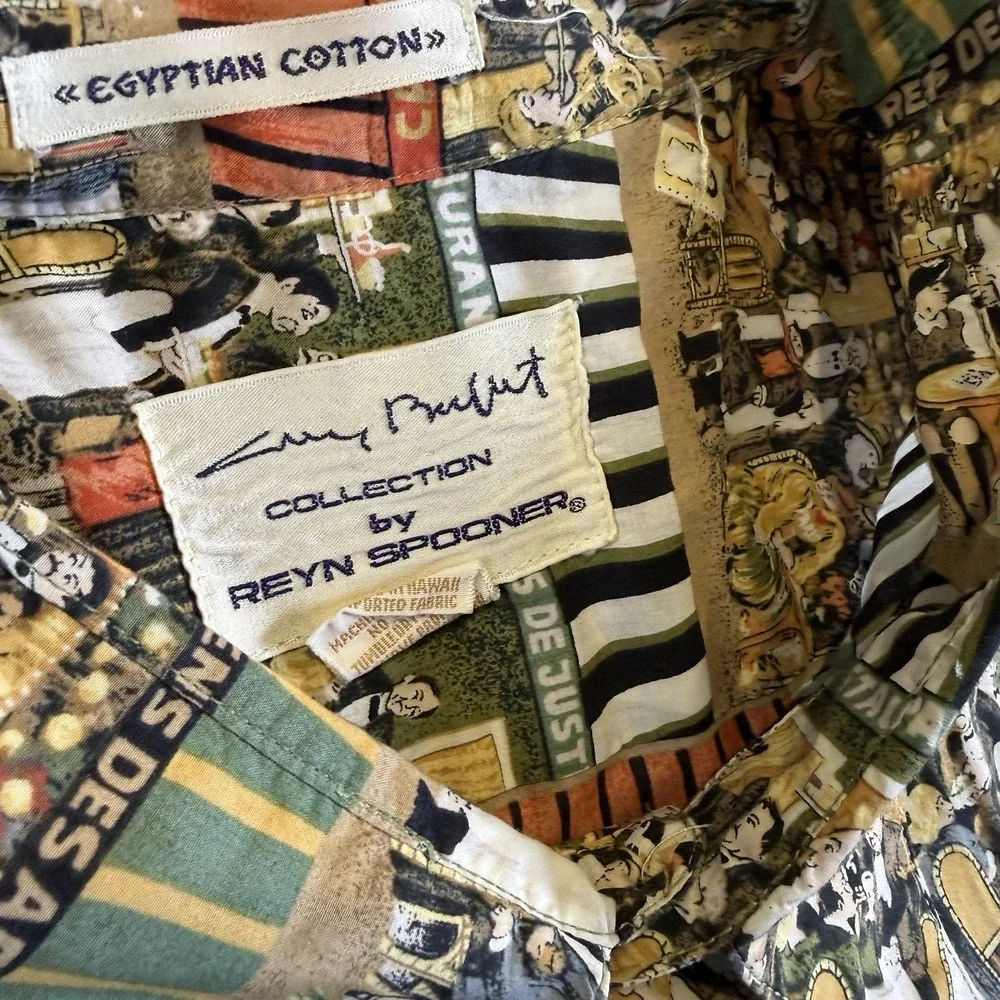 Reyn Spooner Guy Buffet 'Cafe' Egyptian Cotton Button-Up Shirt - Size 2XLarge